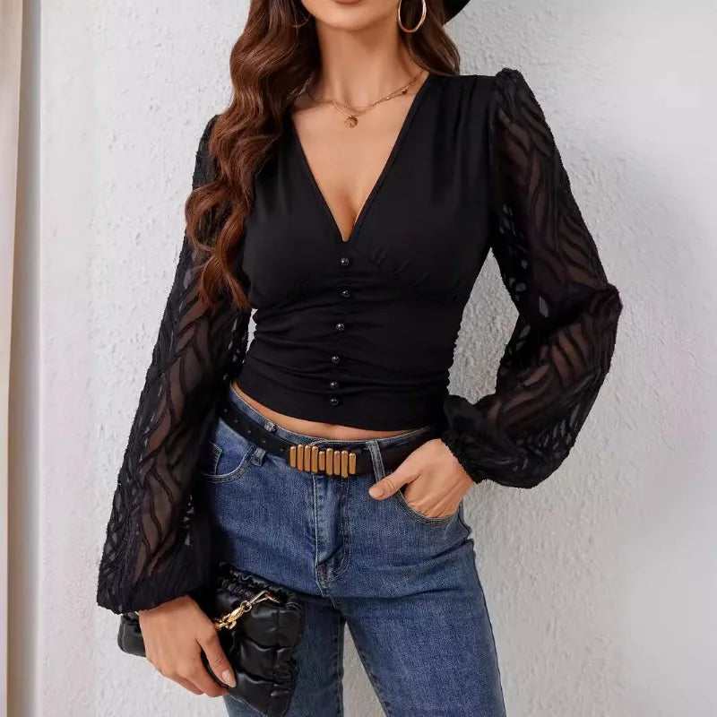 Elegantes Damen Langarmshirt mit Applikationen